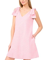 CeCe Women's Gingham Bow-Shoulder Mini Dress