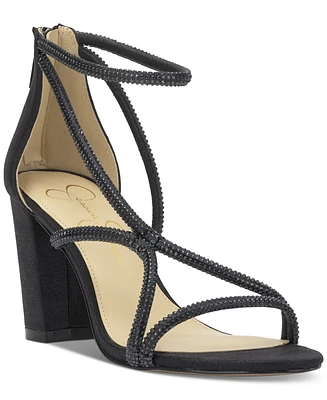 Jessica Simpson Women's Shiny Rhinestone Block-Heel Dress Sandals