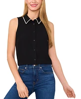 CeCe Women's Scallop-Collar Sleeveless Button-Down Top