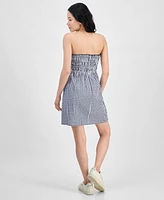 Hippie Rose Juniors' Cotton Gingham Strapless Mini Dress