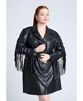 Eloquii Plus Leather Fringe Blazer Mini Dress