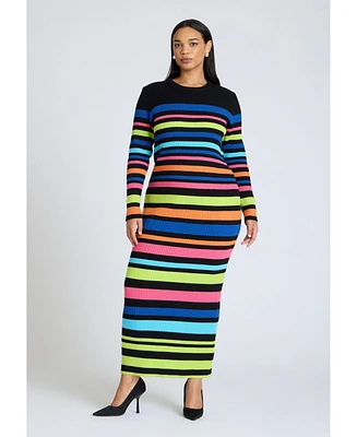 Eloquii Plus Variegated Stripe Maxi Dress