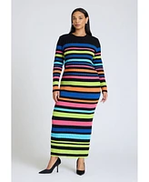 Eloquii Plus Variegated Stripe Maxi Dress