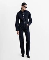 Mango Women's Denim Belted Jumpsuit