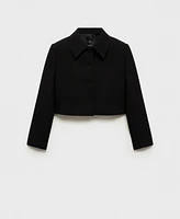 Mango Women's Crop Lapel Suit Jacket