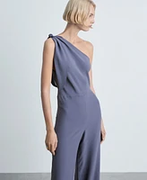Mango Women's Asymmetrical Satin Jumpsuit