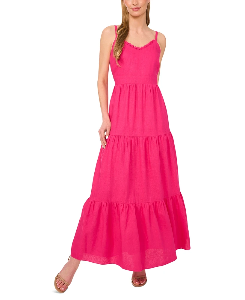 CeCe Women's V-Neck Sleeveless Tiered Maxi Dress
