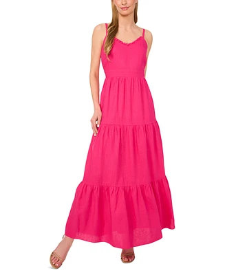 CeCe Women's V-Neck Sleeveless Tiered Maxi Dress