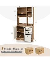 71 Inch Kitchen Pantry with 3 Storage Cabinet and 3 Deep Drawers
