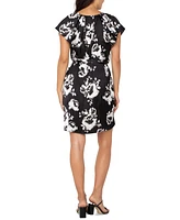 Liverpool Los Angeles Women's Floral-Print Flutter-Sleeve Dress
