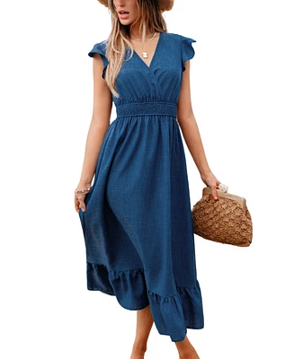 Cupshe Women's Country Charm Blue Midi Beach Dress