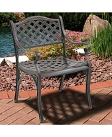2 Pcs Outdoor Dining Chairs Cast Aluminium Patio Chair Set of Bistro Chairs, Bronze