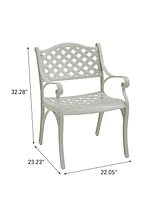 2 Pcs Outdoor Dining Chairs Cast Aluminium Patio Chair Set of Bistro Chairs, Bronze