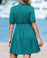 Cupshe Women's Urban Breeze Teal Mini Beach Dress