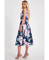 Quiz Women's Floral Scuba Foam Square Neck Maxi Skater