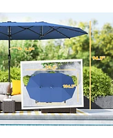 Outsunny Double-Sided Sun Umbrella, Garden Parasol with Light,