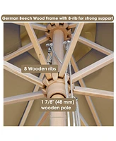 Yescom 13FT Large Outdoor Patio Umbrella UV30+ Wood 8 Rib Pole for Table Beach Yard Garden Wedding Deck Cafe Pool Tan