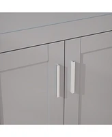 Casainc 24" Bathroom Sink Vanity Laundry Utility Gray Cabinet w/ Stainless Steel Sink Combo