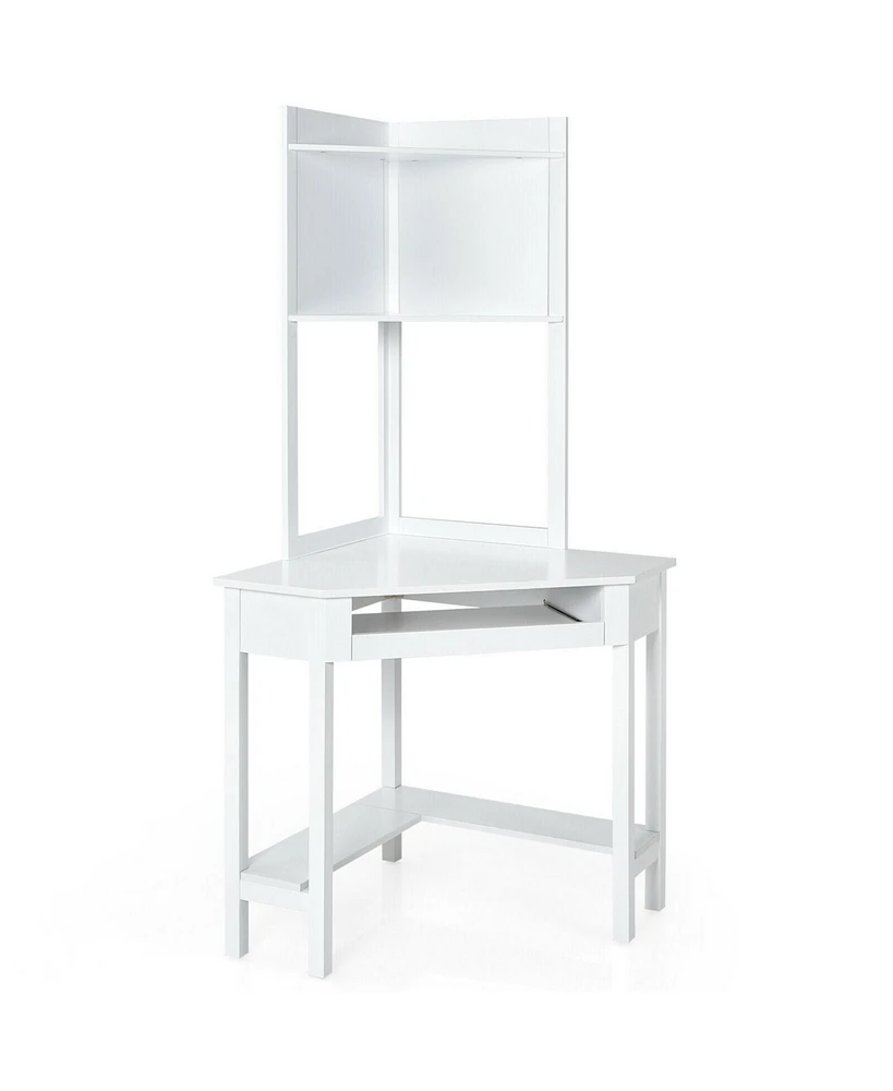 Corner Computer Desk with Hutch and Storage Shelves