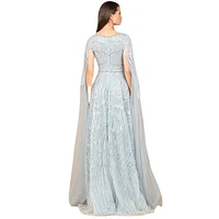 Lara Women's Embellished Gown with Cape Sleeves