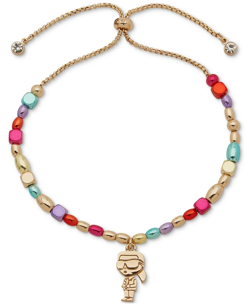 Karl Lagerfeld Paris Gold-Tone Beaded Charm Slider Bracelet
