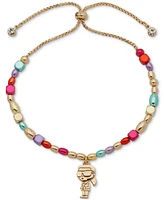 Karl Lagerfeld Paris Gold-Tone Beaded Charm Slider Bracelet