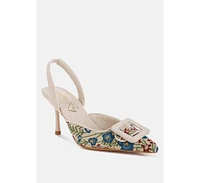 Miraya Embroidered Buckle Detail Stiletto Heels