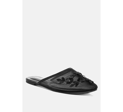 Nahra Mesh Sequin Beaded Mules