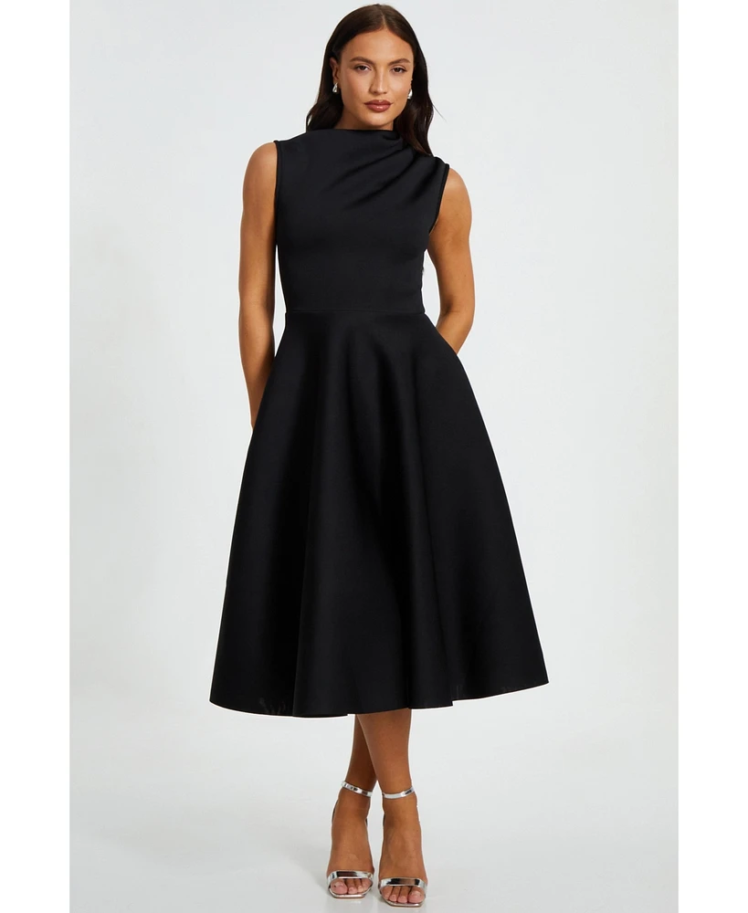 Quiz Women's Scuba Foam High Neck Midi Dress