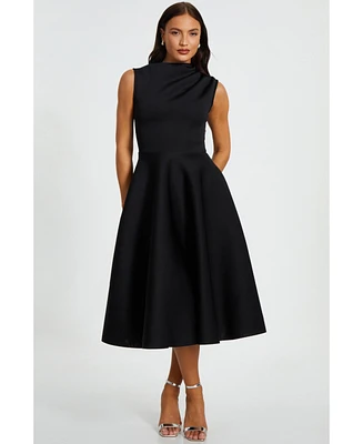 Quiz Women's Scuba Foam High Neck Midi Dress