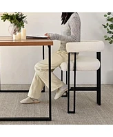 Set of 2 Modern Counter Stools, Boucle Upholstered Bar Chairs with Curved Armrests-Maison Boucle