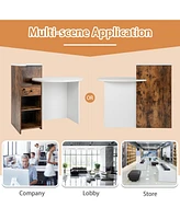 Front Reception Office Desk with Open Shelf and Lockable Drawer