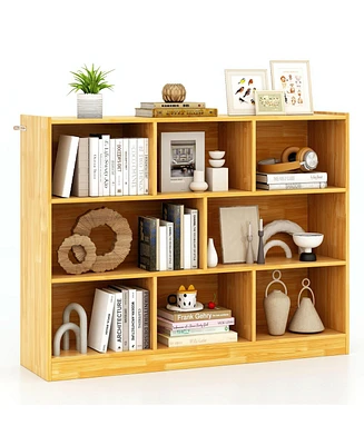 3-Tier Open Bookcase 8-Cube Floor Standing Storage Shelves Display Cabinet