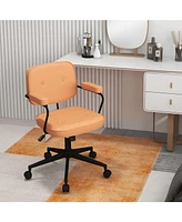Pu Leather Office Chair with Rocking Backrest and Ergonomic Armrest