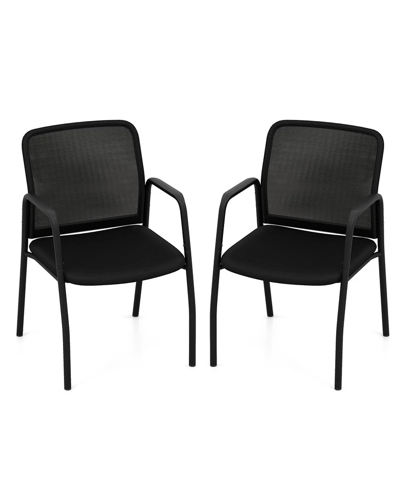 Waiting Room Chair Set of 2 Office Guest Chairs with Ergonomic Mesh Backrest