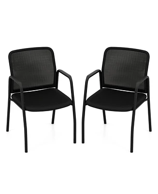 Waiting Room Chair Set of 2 Office Guest Chairs with Ergonomic Mesh Backrest