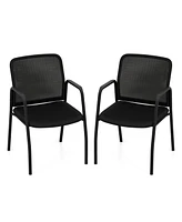 Waiting Room Chair Set of 2 Office Guest Chairs with Ergonomic Mesh Backrest