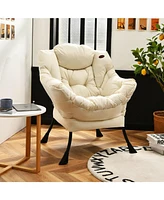 Modern Polyester Fabric Lazy Chair with Steel Frame and Side Pocket