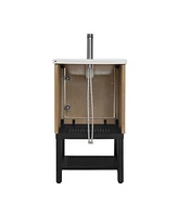Casainc 20" Small Bathroom Vanity with Sink & Faucet,Freestanding Bathroom Cabinet with White Ceramic Basin