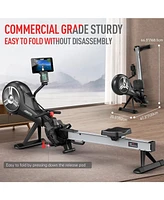 Joroto Rowing Machine, Air Magnetic Foldable Rowing Machines for Home Use, Rower Machine with 49.5" Rail, Backlit Monitor, Bluetooth, App Supported