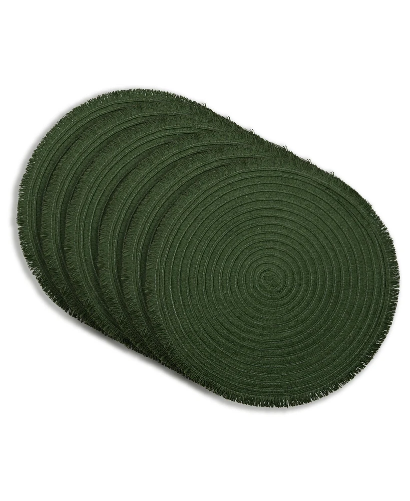 Dainty Home Antigua 15" Round Woven Placemats Set of 6 - Durable, Reversible & Non-Slip Table Mats