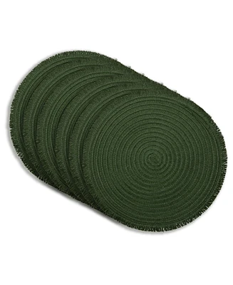Dainty Home Antigua 15" Round Woven Placemats Set of 6 - Durable, Reversible & Non-Slip Table Mats