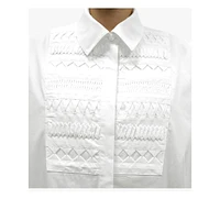 Stella Carakasi Women's Cotton Poplin Button-Front Unique Handmade Bib Pitch Perfect Tunic