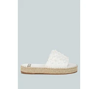Yakna Pearl Embellished Woven Flats