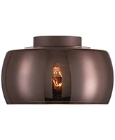 Janna 11" Modern Flush-Mount Ceiling Light Fixture Kitchen Foyer Hallway Round Brown Espresso Glass Bedroom Bathroom Entryway Living Room Indoor Offic