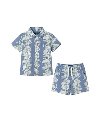 Andy & Evan Toddler Boys Toddler/Child Palm Stripe Print Linen Buttondown Set
