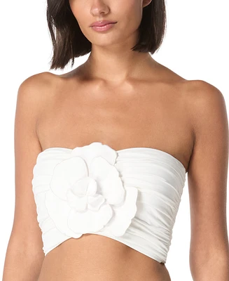 Carmen Marc Valvo Women's Flower Bandeau Crop Bikini Top
