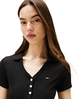 Tommy Jeans Women's Fit & Flare Ribbed Polo Dress