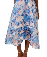Adrianna Papell Women's Floral Print Halter High-Low Midi Dress