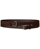 Lauren Ralph Leather Double-Buckle Stacked Wide Belt